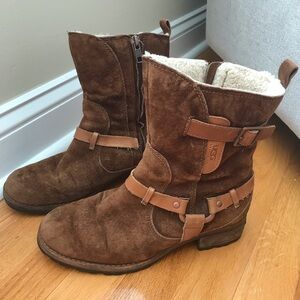UGG Women’s Sheepskin Leather Cuff Boots rubber soles size 7 VGUC